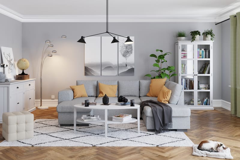 Link 4-personers Højrevendt U-formet Sofa med Divan og Chaiselong i Stof - Lysegrå - Møbler - Sofaer - U Sofa