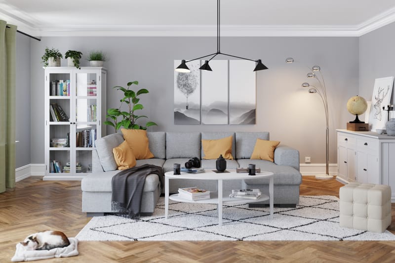 Link 4-personers Venstrevendt U-formet Sofa med Divan og Chaiselong i Stof - Lysegrå - Møbler - Sofaer - U Sofa
