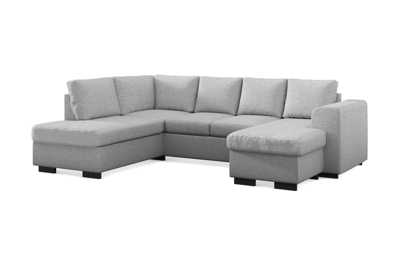 Link 4-personers Venstrevendt U-formet Sofa med Divan og Chaiselong i Stof - Lysegrå - Møbler - Sofaer - U Sofa