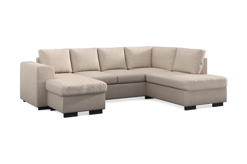 Link 4-personers Venstrevendt U-formet Sofa med Divan og Chaiselong i Stof - Beige - Møbler - Sofaer - U Sofa