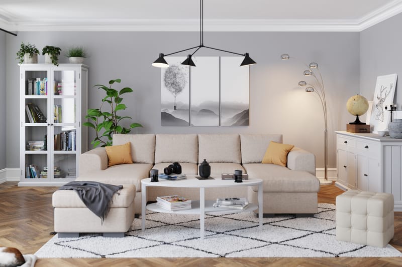 Link 4-personers U-formet Sofa med Dobbeltdivan i Stof - Beige - Møbler - Sofaer - U Sofa