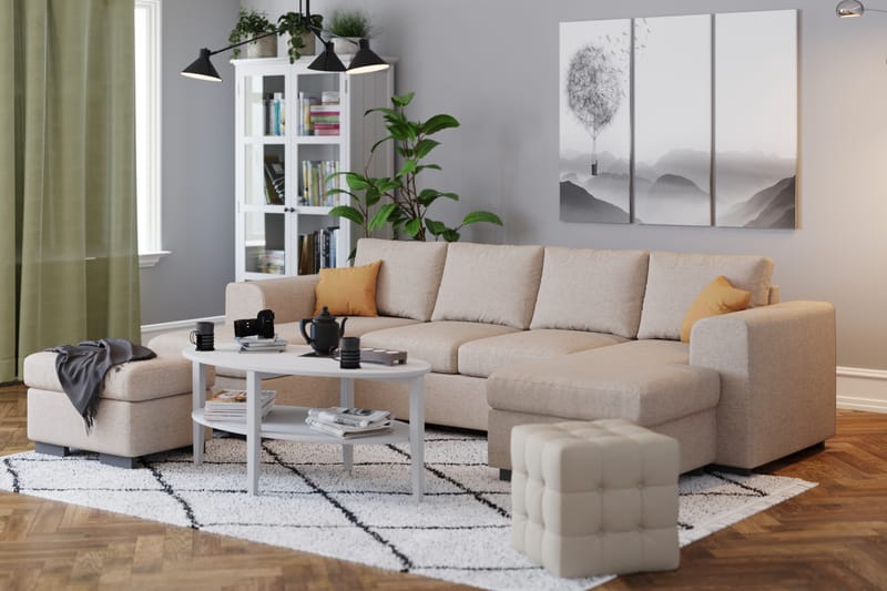 Link 4-personers U-formet Sofa med Dobbeltdivan i Stof - Beige - Møbler - Sofaer - U Sofa