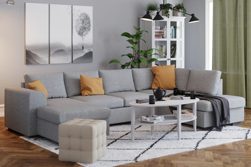 Link 4-personers Højrevendt U-formet X-Large Sofa med Divan og Chaiselong i Stof - Lysegrå - Møbler - Sofaer - U Sofa