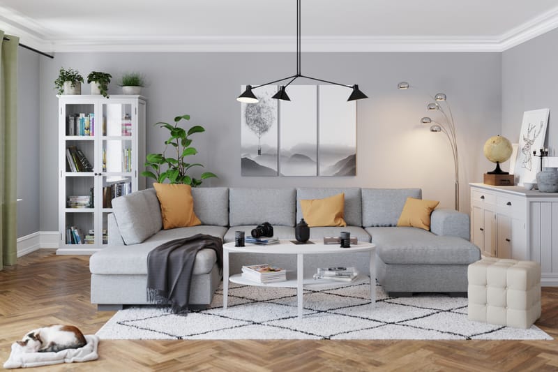 Link 4-personers Venstrevendt U-formet Large Sofa med Divan og Chaiselong i Stof - Lysegrå - Møbler - Sofaer - U Sofa