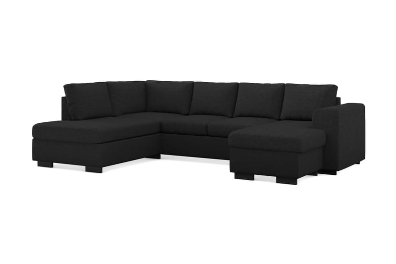 Link 4-personers Venstrevendt U-formet Large Sofa med Divan og Chaiselong i Stof - Sort - Møbler - Sofaer - U Sofa