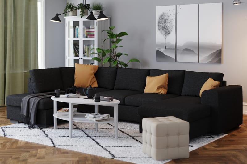 Link 4-personers Venstrevendt U-formet Large Sofa med Divan og Chaiselong i Stof - Sort - Møbler - Sofaer - U Sofa
