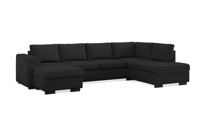 Link 4-personers Højrevendt U-formet X-Large Sofa med Divan og Chaiselong i Stof - Sort - Møbler - Sofaer - U Sofa