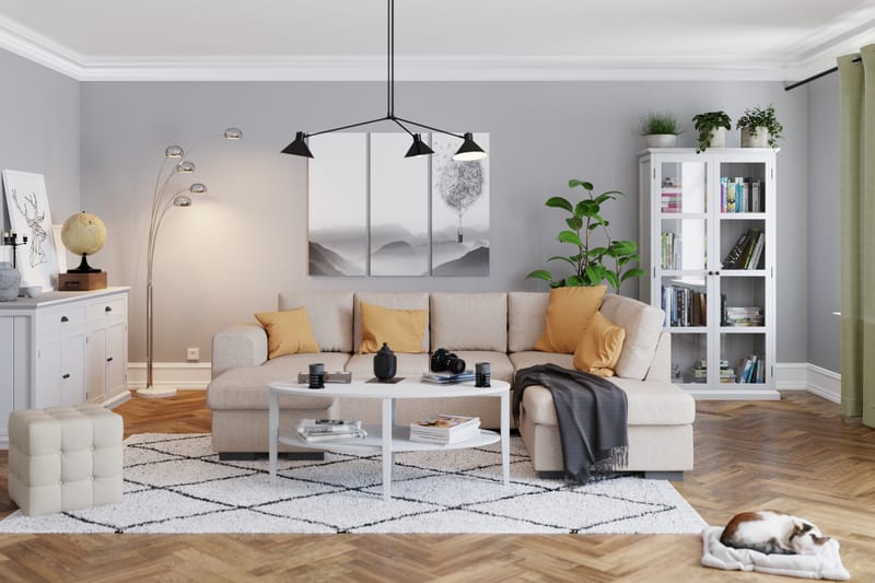 Link 4-personers Højrevendt U-formet Large Sofa med Divan og Chaiselong i Stof - Beige - Møbler - Sofaer - U Sofa