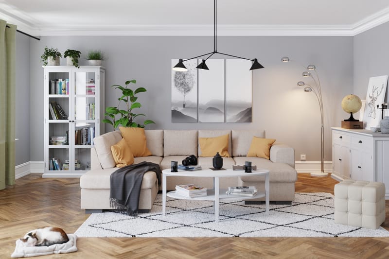 Link 4-personers Venstrevendt U-formet Sofa med Divan og Chaiselong i Stof - Beige - Møbler - Sofaer - U Sofa