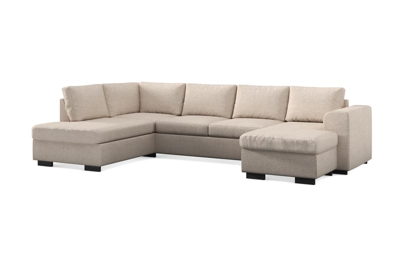 Link 4-personers Venstrevendt U-formet X-Large Sofa med Divan og Chaiselong i Stof - Beige - Møbler - Sofaer - U Sofa