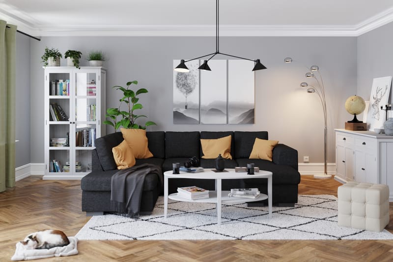 Link 4-personers Venstrevendt U-formet Sofa med Divan og Chaiselong i Stof - Sort - Møbler - Sofaer - U Sofa