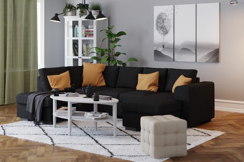 Link 4-personers Venstrevendt U-formet Sofa med Divan og Chaiselong i Stof - Sort - Møbler - Sofaer - U Sofa