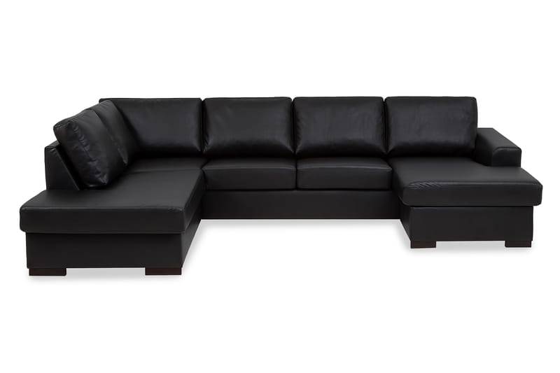 Link 5-personers Venstrevendt U-formet X-Large Sofa med Divan og Chaiselong i Kunstlæder - Sort - Møbler - Sofaer - U Sofa