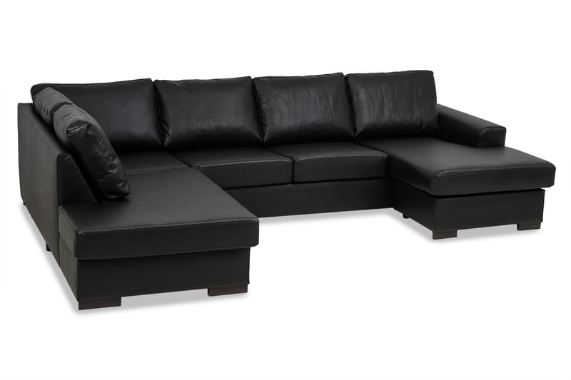 Link 5-personers Venstrevendt U-formet X-Large Sofa med Divan og Chaiselong i Kunstlæder - Sort - Møbler - Sofaer - U Sofa