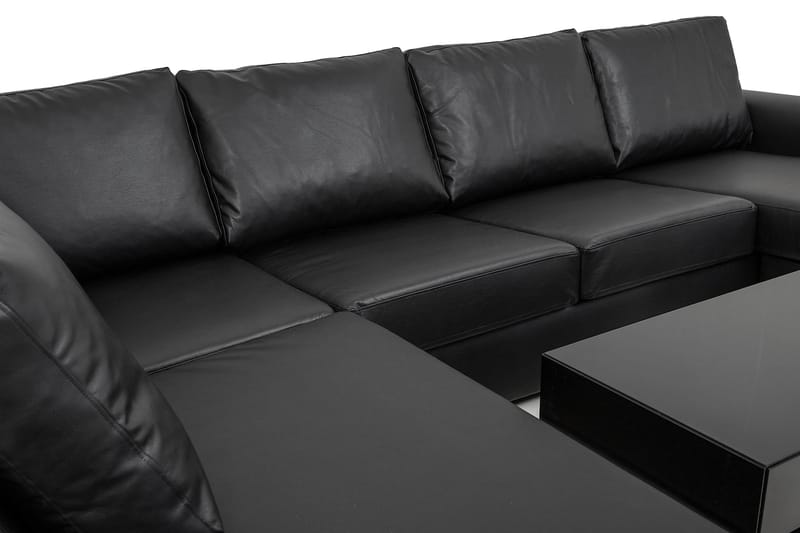 Link 5-personers Venstrevendt U-formet X-Large Sofa med Divan og Chaiselong i Kunstlæder - Sort - Møbler - Sofaer - U Sofa