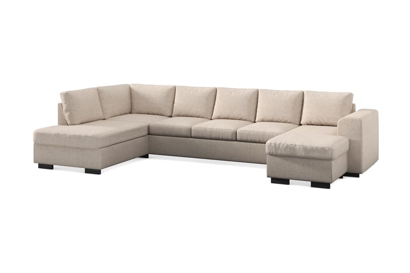 Link 5-personers Venstrevendt U-formet XX-Large Sofa med Divan og Chaiselong i Stof - Beige - Møbler - Sofaer - U Sofa