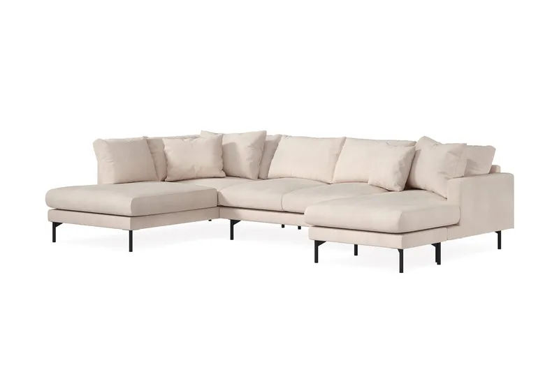 Menard 4-personers Venstrevendt U-formet Large Sofa med Divan og Chaiselong i Manchester - Beige - Møbler - Sofaer - U Sofa