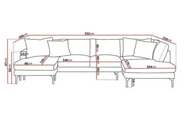 Menard 4-personers Højrevendt Stor U-formet Dyb Sofa med Divan og Chaiselong i Manchester - Beige - Møbler - Sofaer - U Sofa