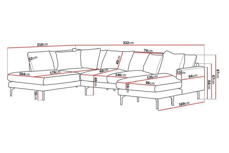 Menard 4-personers Venstrevendt U-formet Sofa med Divan og Chaiselong i Manchester - Mørkegrøn - Møbler - Sofaer - U Sofa