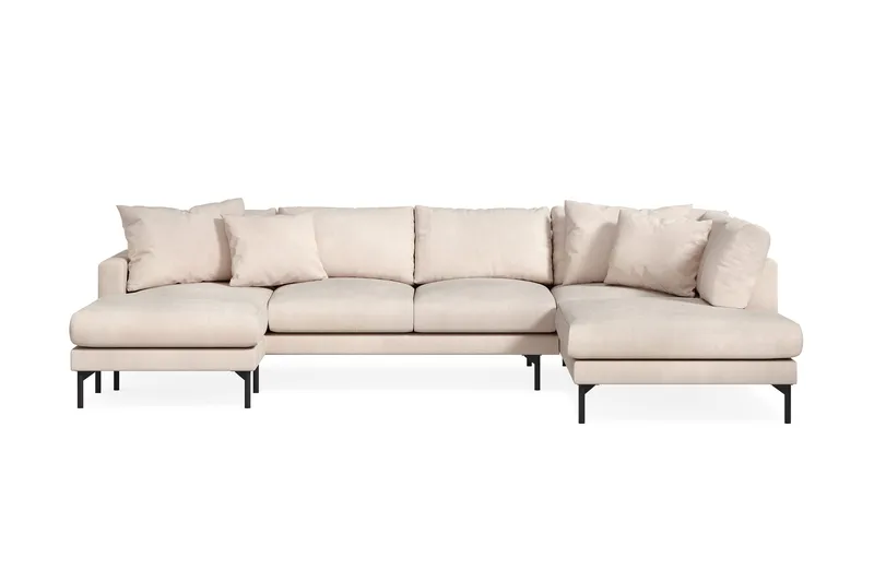 Menard 4-personers Højrevendt Stor U-formet Dyb Sofa med Divan og Chaiselong i Manchester - Beige - Møbler - Sofaer - U Sofa