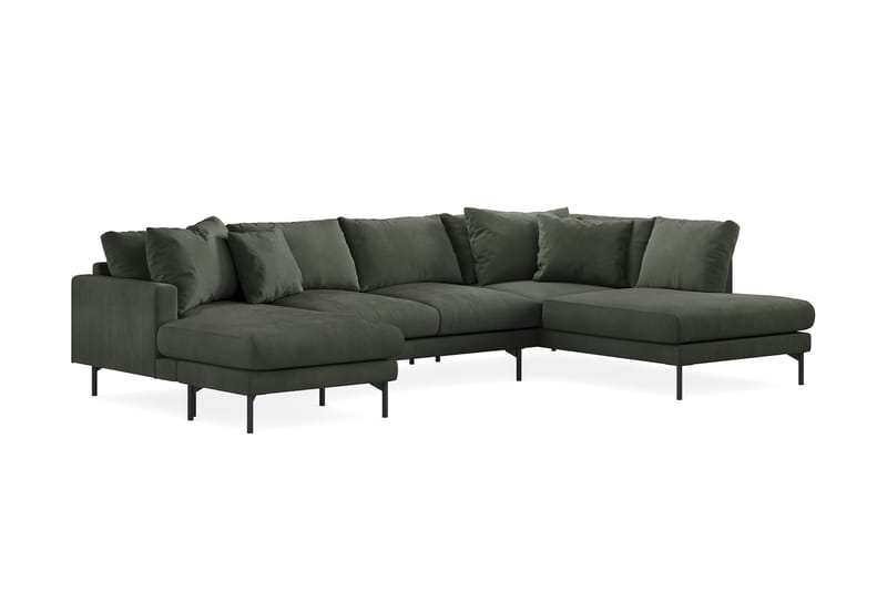 Menard 4-personers Højrevendt U-formet Sofa med Divan og Chaiselong i Manchester - Mørkegrøn - Møbler - Sofaer - U Sofa