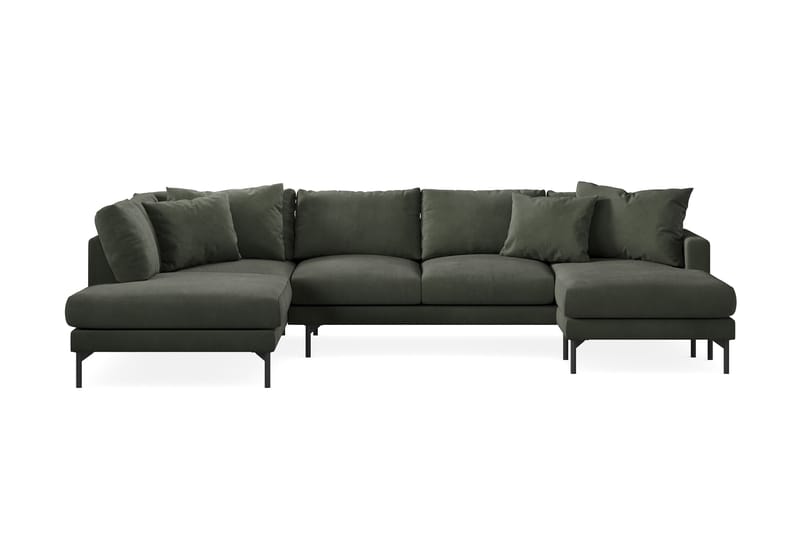 Menard 4-personers Venstrevendt U-formet Sofa med Divan og Chaiselong i Manchester - Mørkegrøn - Møbler - Sofaer - U Sofa
