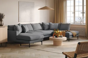 Menard 4-personers Højrevendt Stor U-formet Dyb Sofa med Divan og Chaiselong i Stof - Mørkegrå - Møbler - Sofaer - U Sofa