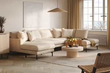 Menard 4-personers Højrevendt Stor U-formet Dyb Sofa med Divan og Chaiselong i Manchester - Beige - Møbler - Sofaer - U Sofa