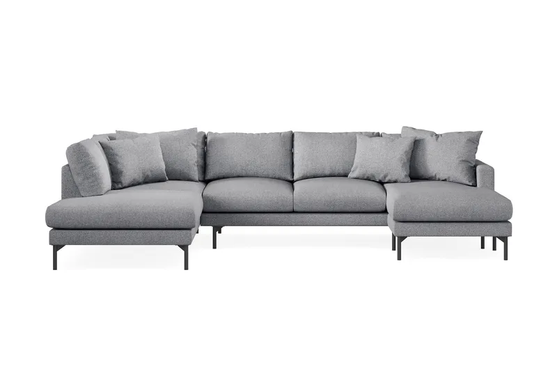 Menard 4-personers Venstrevendt U-formet Sofa med Divan og Chaiselong i Stof - Grå - Møbler - Sofaer - U Sofa