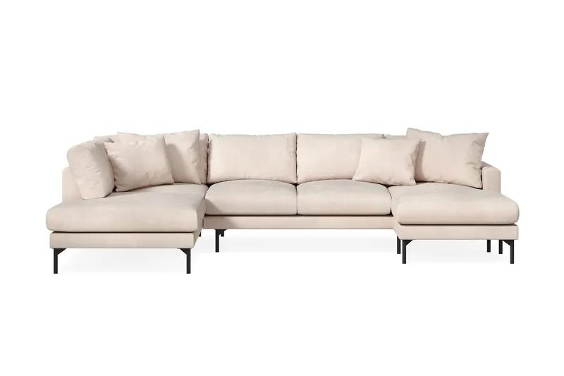 Menard 4-personers Venstrevendt Stor U-formet Dyb Large Sofa med Divan og Chaiselong i Manchester - Beige - Møbler - Sofaer - U Sofa
