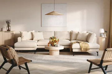 Menard 4-personers Højrevendt Stor U-formet Dyb Sofa med Divan og Chaiselong i Manchester - Beige - Møbler - Sofaer - U Sofa