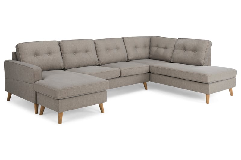 Monroe 4-personers Højrevendt U-formet Sofa med Divan og Chaiselong i Stof - Lysegrå - Møbler - Sofaer - U Sofa