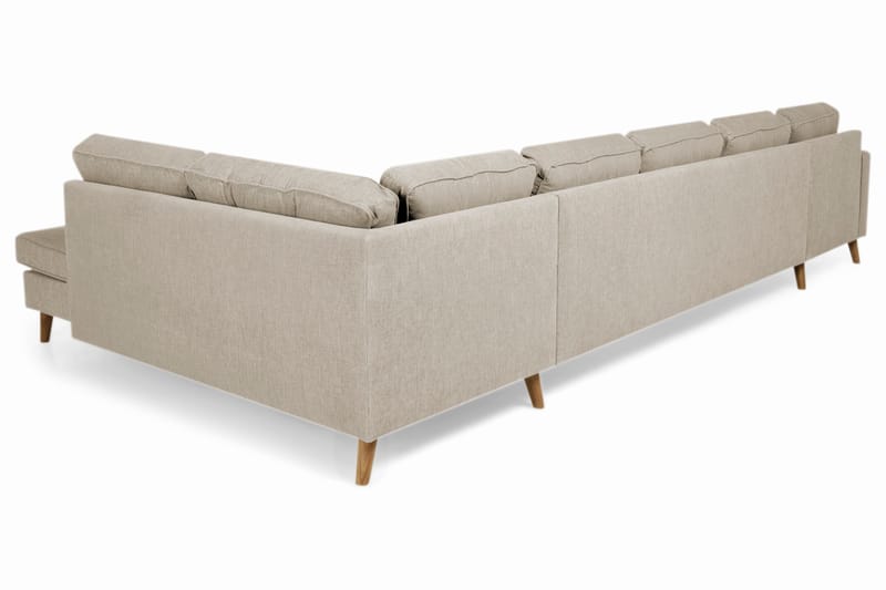 Monroe 6-personers Højrevendt U-formet Large Sofa med Divan og Chaiselong i Stof - Beige - Møbler - Sofaer - U Sofa