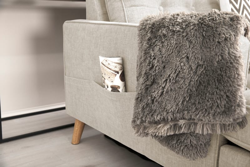 Monroe 6-personers Højrevendt U-formet Large Sofa med Divan og Chaiselong i Stof - Beige - Møbler - Sofaer - U Sofa