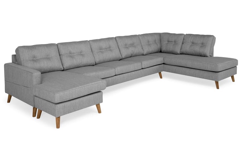 Monroe 6-personers Højrevendt U-formet Large Sofa med Divan og Chaiselong i Stof - Grå - Møbler - Sofaer - U Sofa