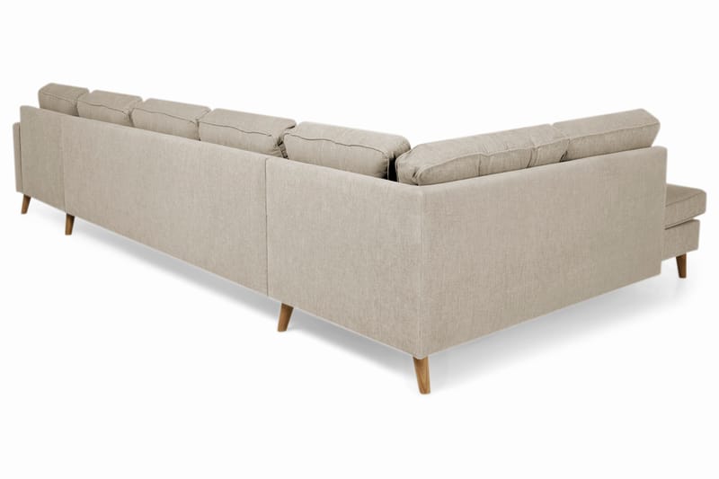 Monroe 6-personers Venstrevendt U-formet Large Sofa med Divan og Chaiselong i Stof - Beige - Møbler - Sofaer - U Sofa