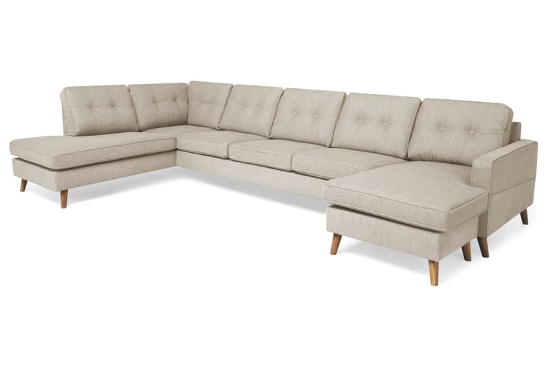 Monroe 6-personers Venstrevendt U-formet Large Sofa med Divan og Chaiselong i Stof - Beige - Møbler - Sofaer - U Sofa