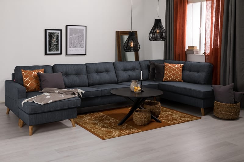 Monroe U-sofa Large med Chaiselong Venstre - Mørkeblå - U Sofa