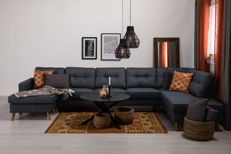 Monroe U-sofa Large med Chaiselong Venstre - Mørkeblå - U Sofa