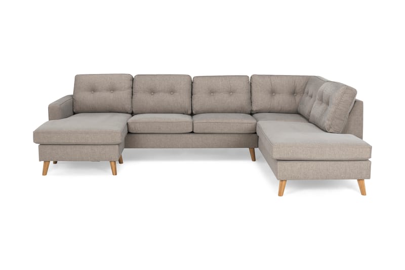 Monroe U-sofa med Chaiselong Venstre Vaskbar Stof - Gråbrun - U Sofa