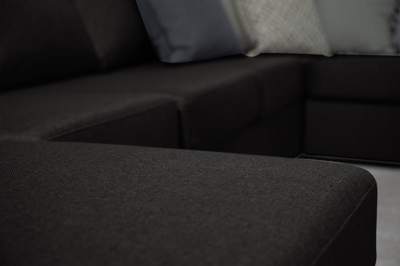 Ocean 4-personers Højrevendt U-formet Sofa med Divan og Chaiselong i Stof - Sort - Møbler - Sofaer - U Sofa