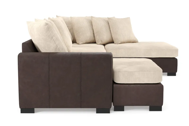 Ocean 4-personers Højrevendt U-formet Sofa med Divan og Chaiselong i Manchester - Beige - Møbler - Sofaer - U Sofa