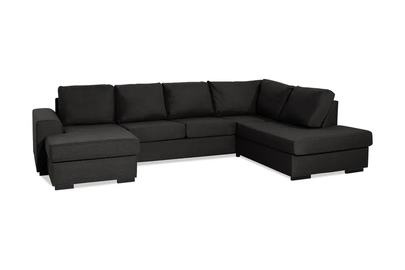 Ocean 4-personers Højrevendt U-formet Sofa med Divan og Chaiselong i Stof - Sort - Møbler - Sofaer - U Sofa