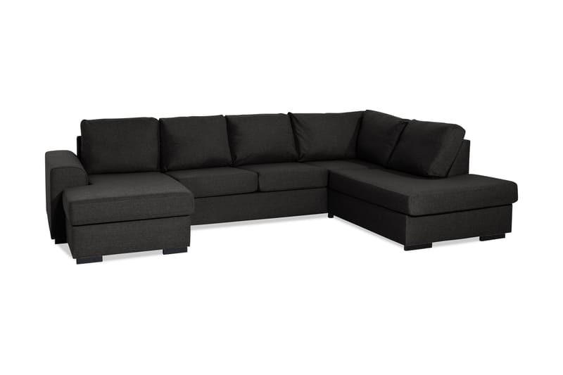 Ocean 4-personers Højrevendt U-formet Sofa med Divan og Chaiselong i Stof - Sort - Møbler - Sofaer - U Sofa