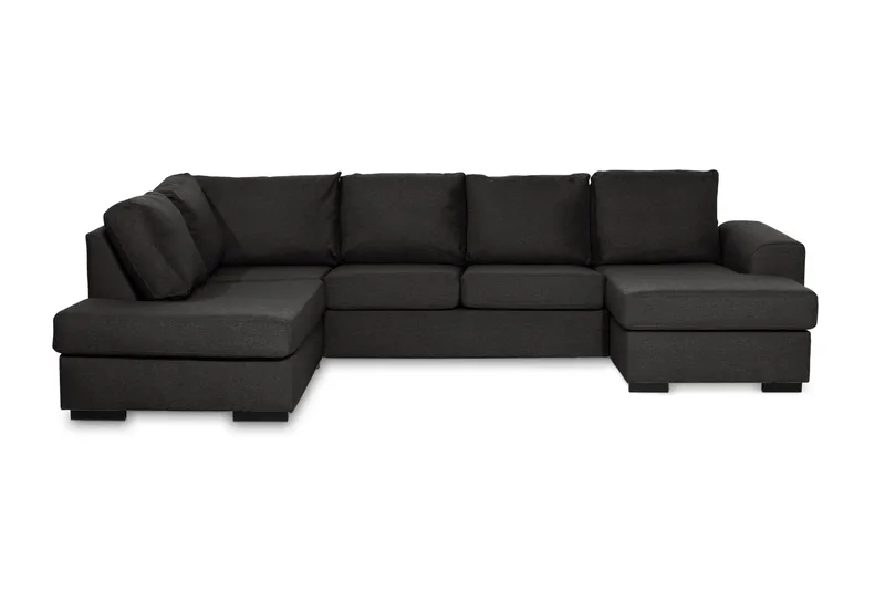 Ocean 4-personers Venstrevendt U-formet Sofa med Divan og Chaiselong i Stof, Sort