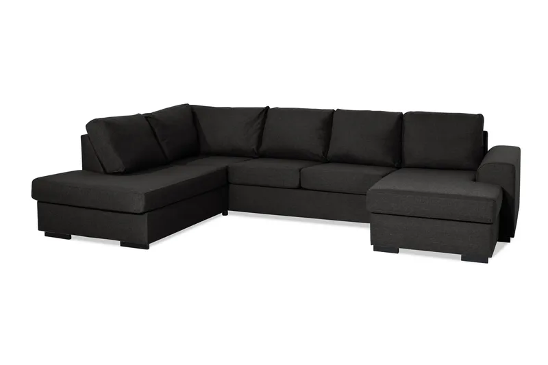 Ocean 4-personers Venstrevendt U-formet Sofa med Divan og Chaiselong i Stof - Sort - Møbler - Sofaer - U Sofa
