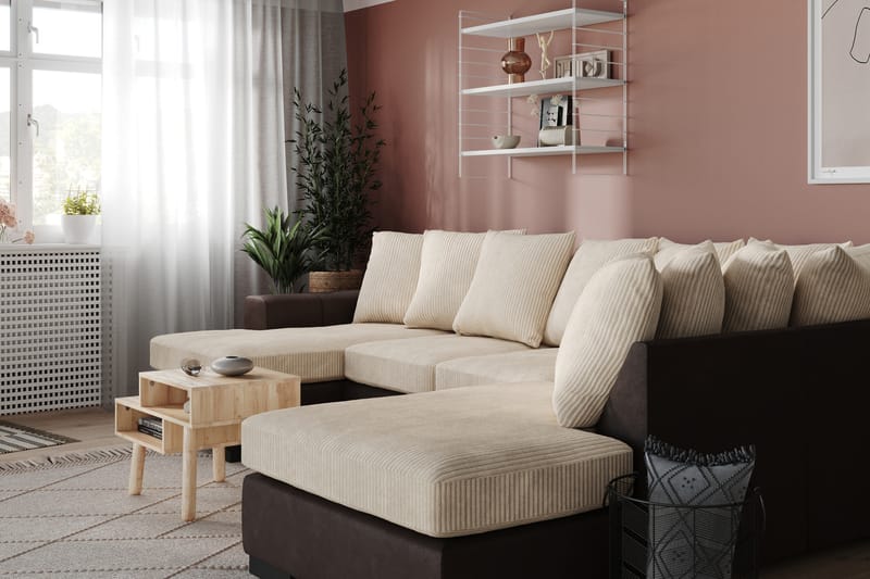 Ocean 5-personers Højrevendt U-formet Large Sofa med Divan og Chaiselong i Manchester - Beige - Møbler - Sofaer - U Sofa