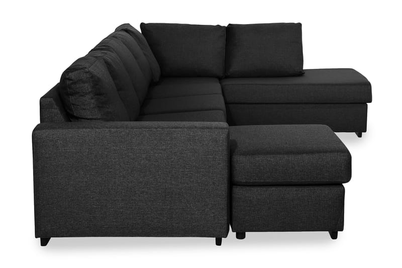 Ocean 5-personers Højrevendt U-formet Large Sofa med Divan og Chaiselong i Stof - Sort - Møbler - Sofaer - U Sofa