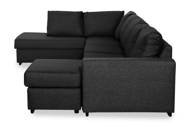 Ocean 5-personers Venstrevendt U-formet Large Sofa med Divan og Chaiselong i Stof - Sort - Møbler - Sofaer - U Sofa