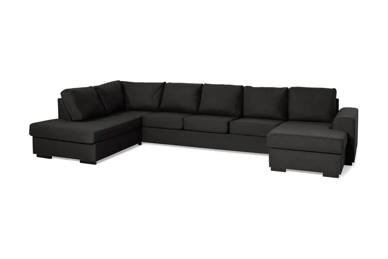 Ocean 5-personers Venstrevendt U-formet Large Sofa med Divan og Chaiselong i Stof - Sort - Møbler - Sofaer - U Sofa
